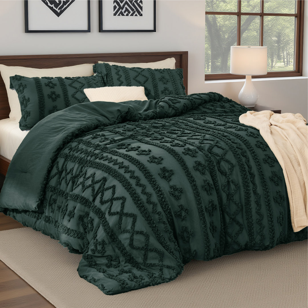 Bedsure Tufted Embroidery All-Season Microfiber Comforter Set (Set of 3)